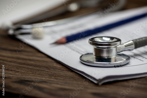 Stethoscope on a white background with space for text Concept of medicine and diagnostics.
