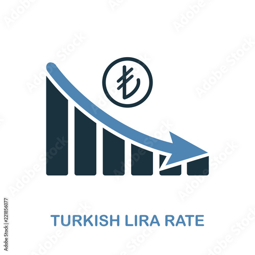 Turkish Lira Rate Decrease Graphic icon. Monochrome style design from diagram icon collection. UI. Pixel perfect simple pictogram turkish lira rate decrease graphic icon. Web design usage.