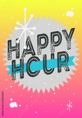 Happy Hour Poster Typographic Type Design Vector Image