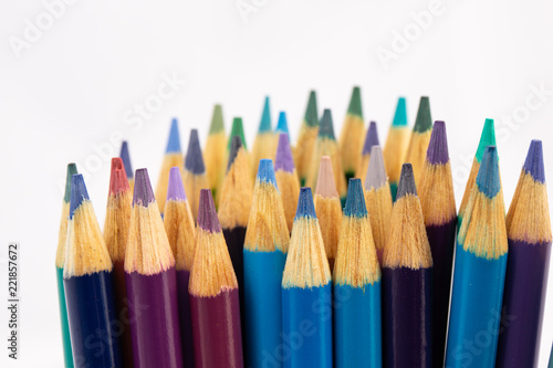 Cool Shade color pencils isolated on white background
