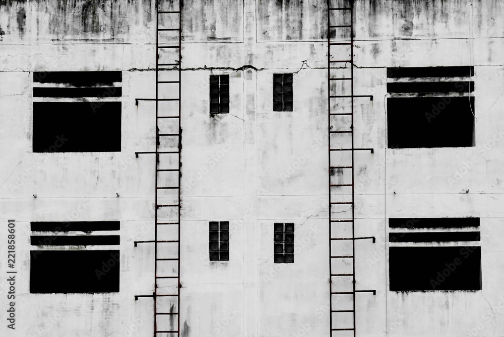 Obraz premium dilapidated building in the city - monochrome