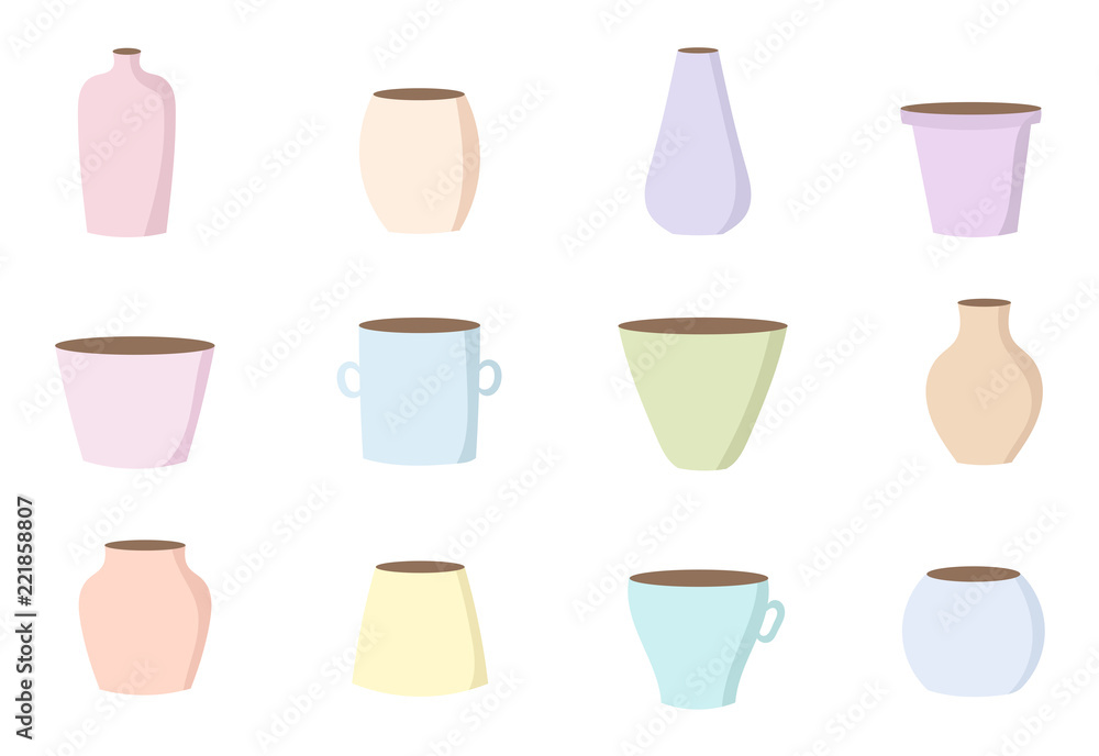 Vector collection of cute flower pots Vector collection of cute flower pots