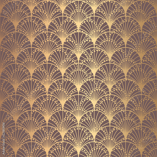 Irregular Art Deco Pattern Golden Background Scales