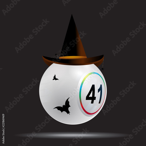 Halloween white bingo lottery ball on black