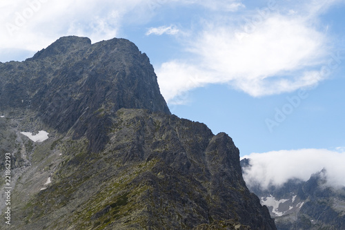 Crest and peaks of Tatra Mountains view from the mountain Velka Svistovka. Slovakia