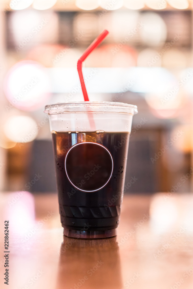 ice drink on wood table in cafe shop restaurant with beautiful light decoration party ice drink on wood table in cafe shop restaurant with beautiful light decoration party