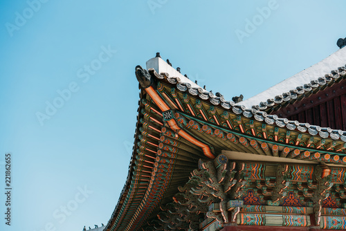 Gyeongbokgung Palace with blue sky and clouds at Seoul city, South Korea.