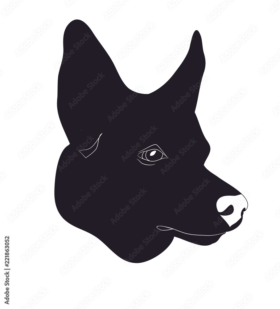 dog portrait silhouette, vector dog portrait silhouette, vector