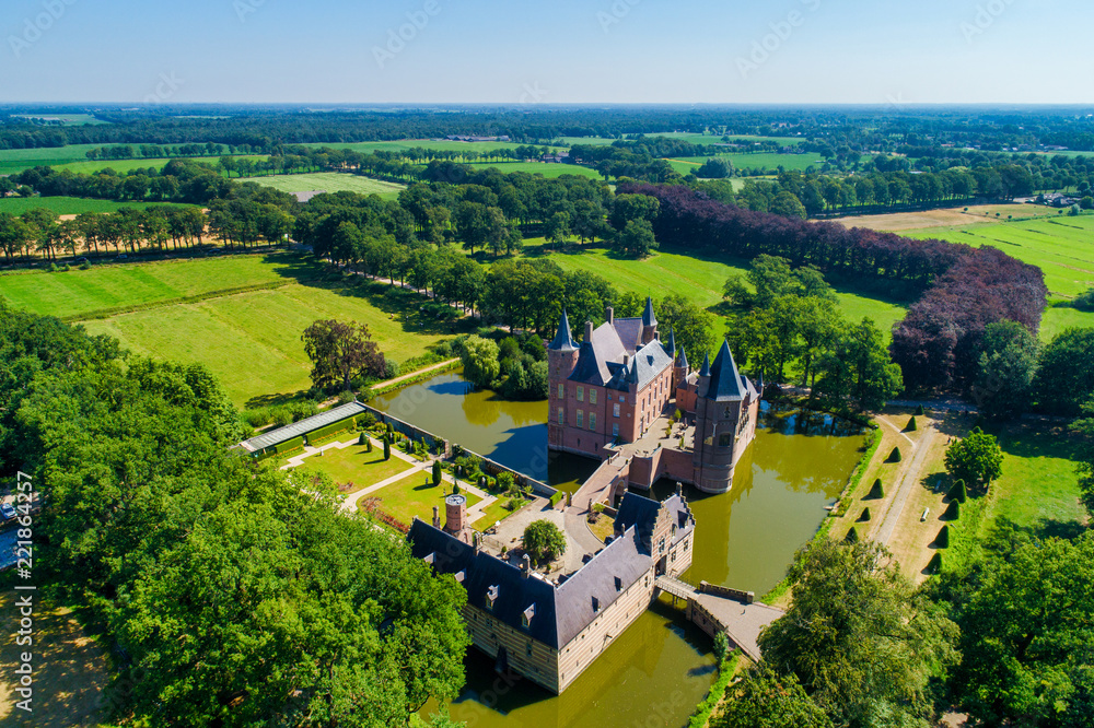 Fototapeta premium Aerial view of Heeswijk Castle in the Netherlands.