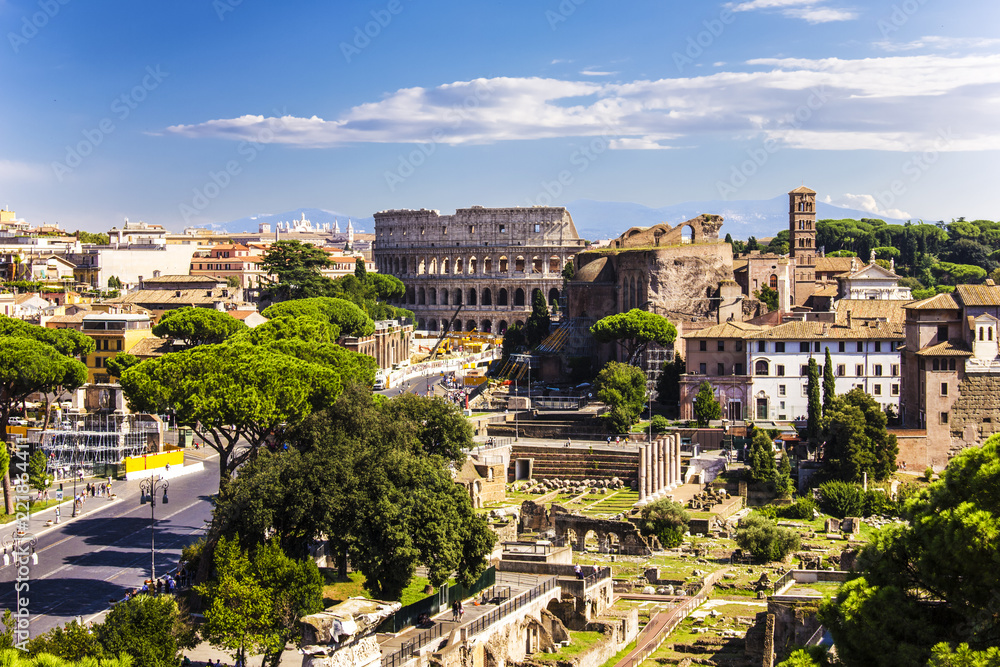 View on The Imperial Fora and The Colosseum from The Altar of The Fatherland