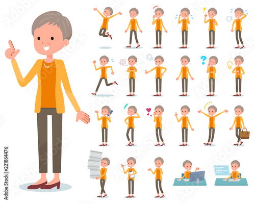 flat type short hair old women_emotion