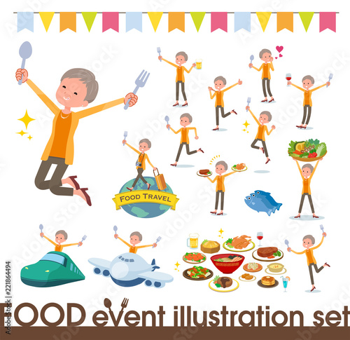 flat type short hair old women_food festival