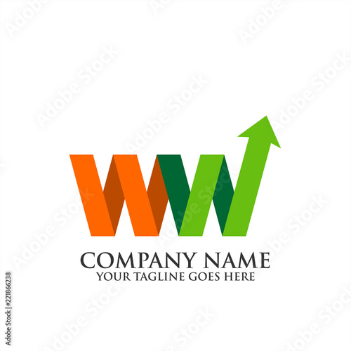 Letter MW, W logo template with arrow 