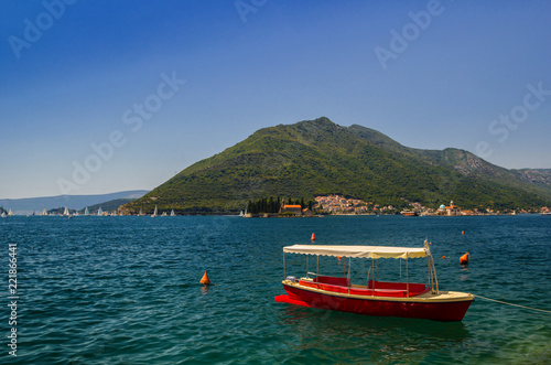 Sunny Mediterranean landscape. Montenegro, Bay of Kotor.