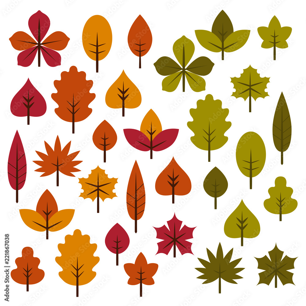Obraz premium Set of bright autumn leaves.