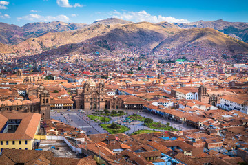 Fototapete Südamerika Panorama der Altstadt von Cusco  © javarman