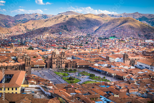 Panoramic view of Cusco historic center, Peru photo