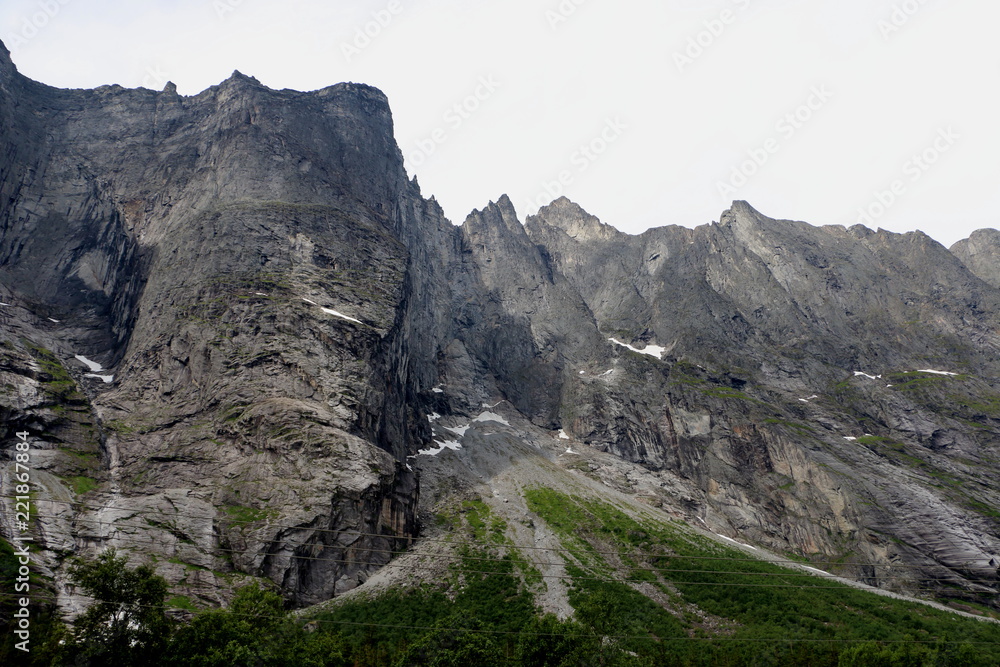 Trollveggen in Norway the highest vertical and most steep mountain in Europe