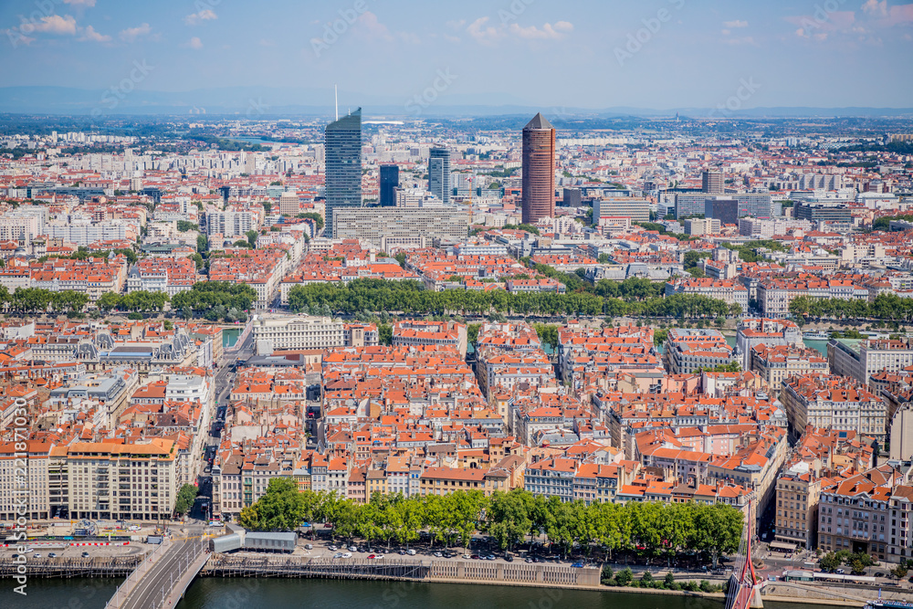 Obraz premium Vue de Lyon vu depuis la basilique de Fourvière