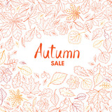 Fall leaf nature background. Autumn leaves pattern with lettering