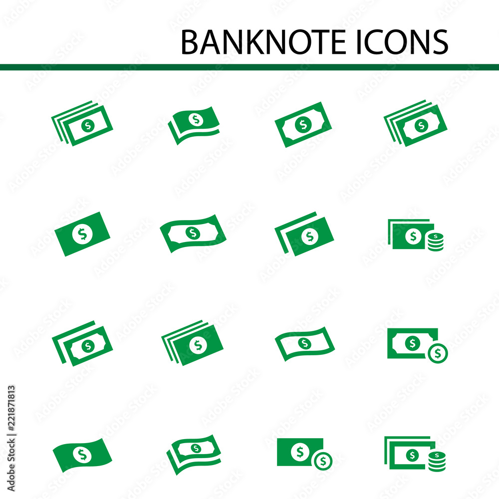 Banknote icon set Banknote icon set