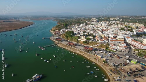 Aerial view, above the town of Alvor, the harbor. photo