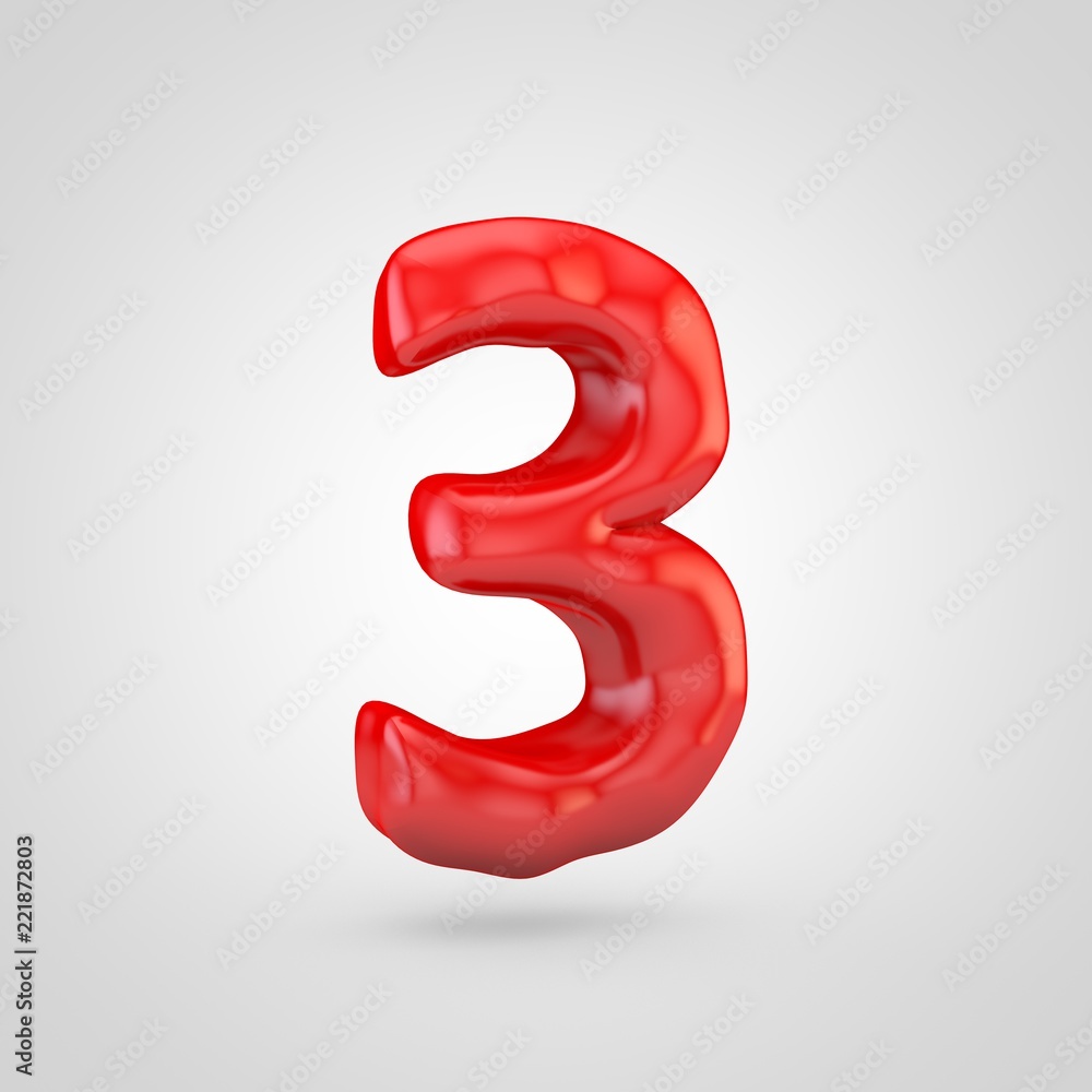 Red plasticine number 3 isolated on white background. Red plasticine number 3 isolated on white background.