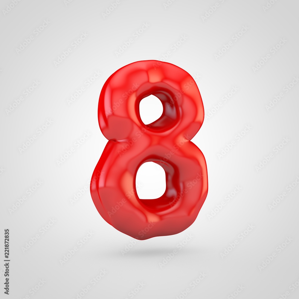 Red plasticine number 8 isolated on white background. Red plasticine number 8 isolated on white background.