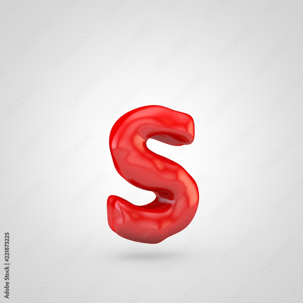 Red plasticine letter S lowercase isolated on white background. Red plasticine letter S lowercase isolated on white background.