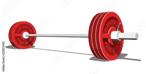 Barbell for weight lifting, bodybuilding, powerlifting. Realistic vector 3d illustration.
