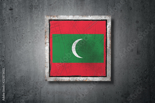 Maldives flag in concrete wall