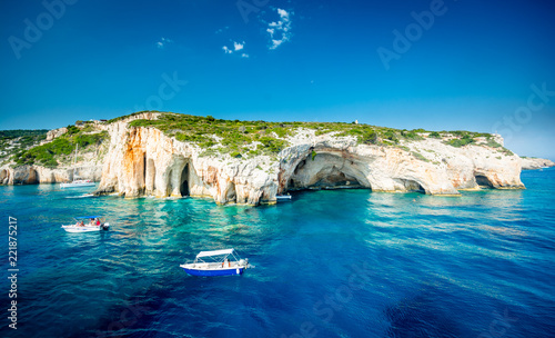 blue caves, a popular tourist area, Zakynthos, Greece photo
