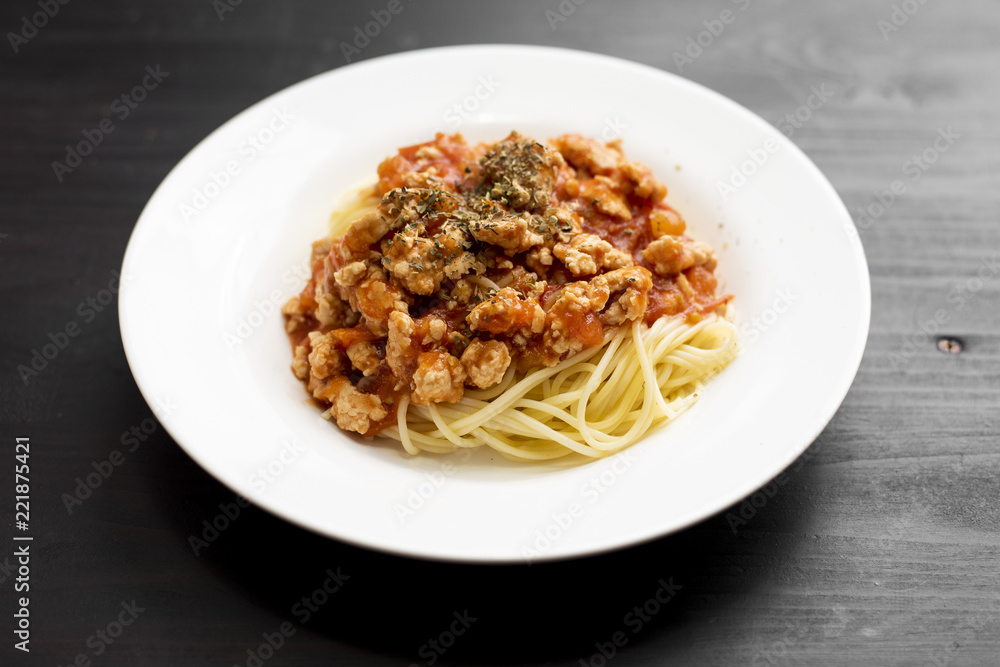 Spaghetti on black wooden background Spaghetti on black wooden background