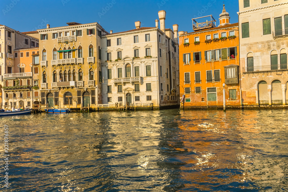 Fototapeta premium Colorful Grand Canal Reflectioins Venice Italy