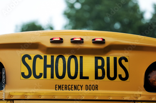 Chapel Hill, NC,USA-September 08,2018: Frontal view of yellow school bus