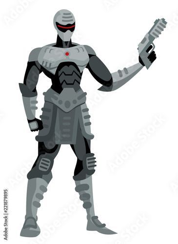 robot cyborg with a gun
