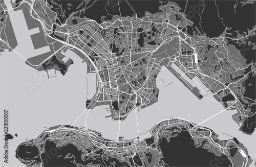 Canvas Print map of the city of Hong Kong, Special Administrative Region of the People's Repu