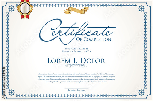 Certificate or diploma retro vintage design template 