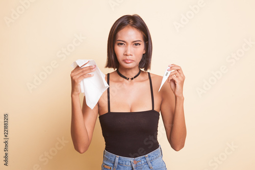Young Asian woman got sick and flu. © halfbottle