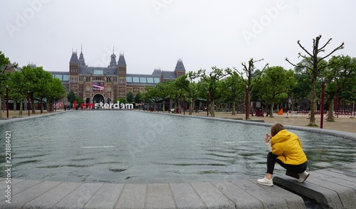 Canvas Print Architektur und kunst in Amsterdam in Holland