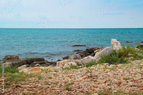 Type of Croatia. Adriatic Sea The rocky shore of the city of Umag