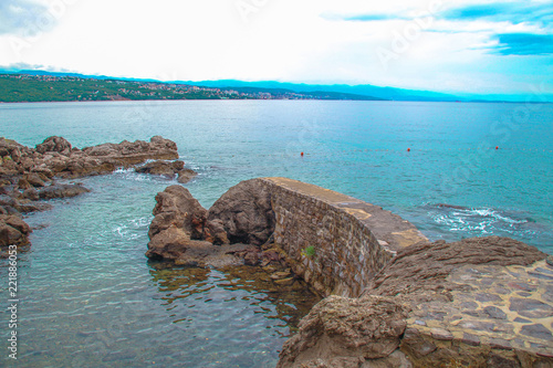 Type of Croatia. Adriatic Sea The stony coast of the city of Opatija