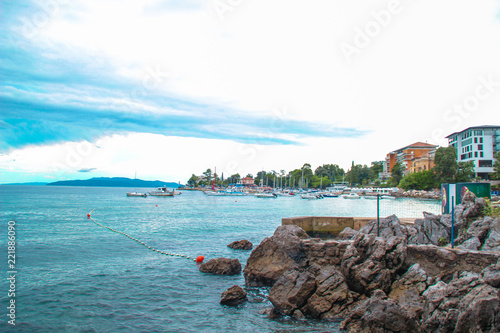 Type of Croatia. Adriatic Sea The stony coast of the city of Opatija
