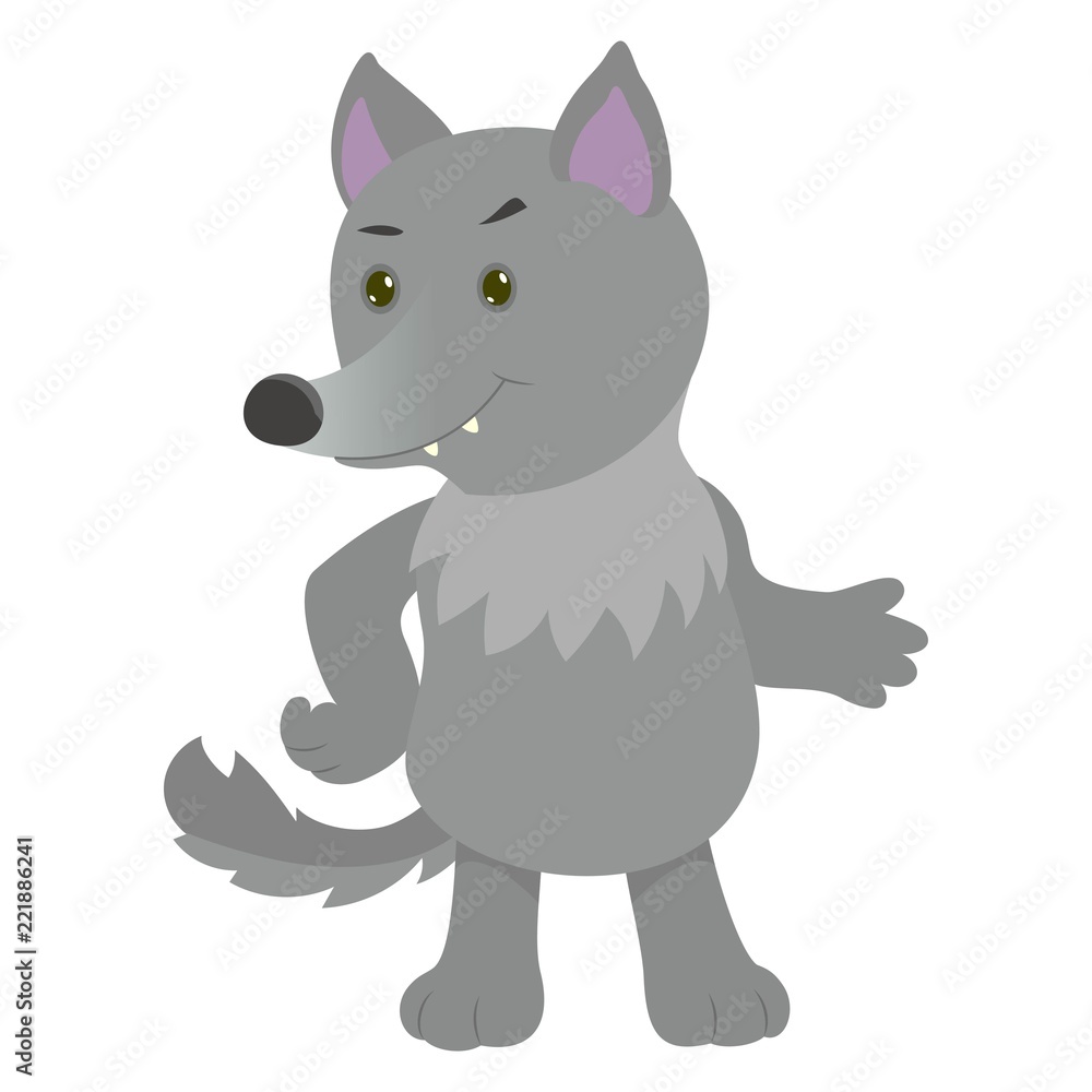 Hand drawn wolf. Natural colors. Collection of vector hand drawn elements. Illustration