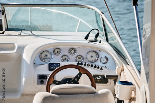 Sailing yacht steering wheel.