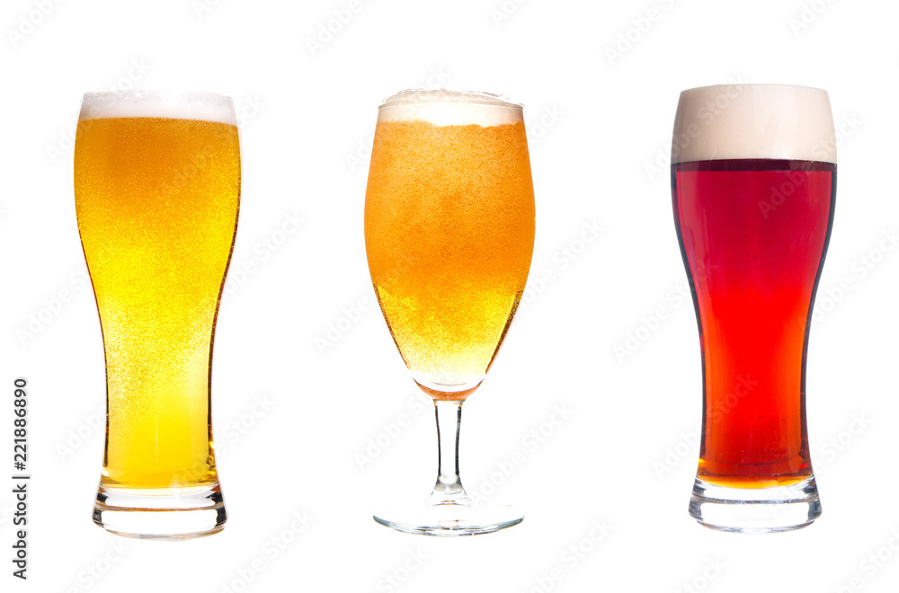 lager and dark draft beer in a glass isolated on white background lager and dark draft beer in a glass isolated on white background