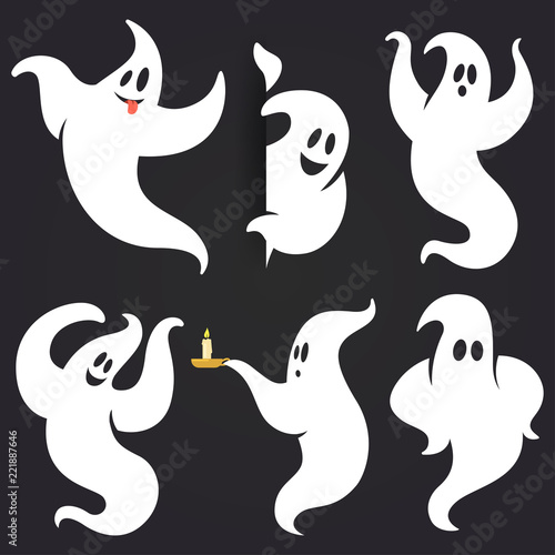 Fototapeta Funny Halloween ghost set in different poses