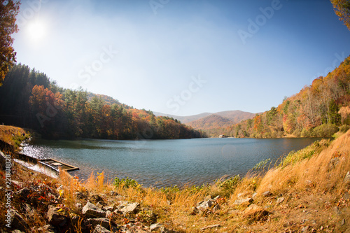 Beautiful Lake in the Autumn Mountains