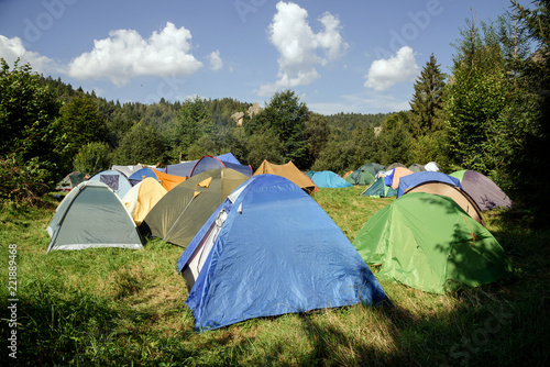 Tourist tents summer camp © Vitaliy Hrabar