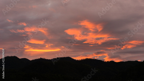 Red Sky Sunset In New Zealand